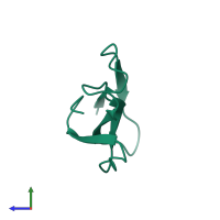 Monomeric assembly 1 of PDB entry 1cvo coloured by chemically distinct molecules, side view.
