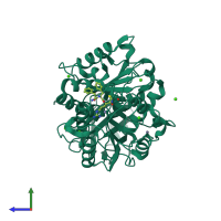 PDB entry 1cvr coloured by chain, side view.