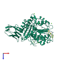PDB entry 1cvr coloured by chain, top view.