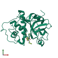 PDB entry 1cvz coloured by chain, front view.