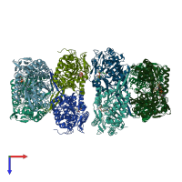 PDB entry 1cw3 coloured by chain, top view.