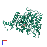 PDB entry 1cw7 coloured by chain, top view.