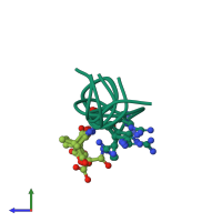 PDB entry 1cw8 coloured by chain, ensemble of 6 models, side view.