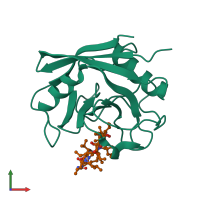 PDB entry 1cwj coloured by chain, front view.