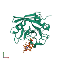 PDB entry 1cwl coloured by chain, front view.