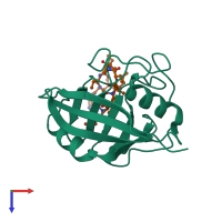 PDB entry 1cwm coloured by chain, top view.