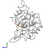 Monomeric assembly 1 of PDB entry 1cwn coloured by chemically distinct molecules, side view.