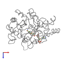 Monomeric assembly 1 of PDB entry 1cwn coloured by chemically distinct molecules, top view.