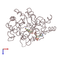 PDB entry 1cwn coloured by chain, top view.