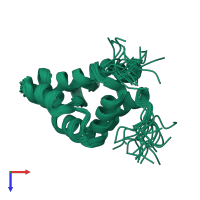 PDB entry 1cww coloured by chain, ensemble of 20 models, top view.