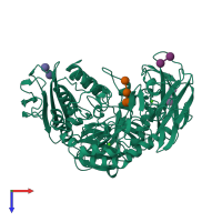 PDB entry 1cxh coloured by chain, top view.