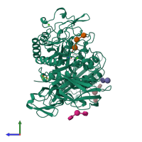 PDB entry 1cxl coloured by chain, side view.