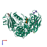 PDB entry 1cxl coloured by chain, top view.