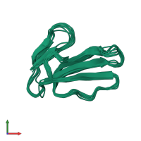 PDB entry 1cxo coloured by chain, ensemble of 9 models, front view.