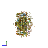 PDB entry 1cxp coloured by chain, side view.