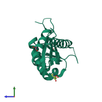 PDB entry 1cxq coloured by chain, side view.