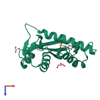 PDB entry 1cxq coloured by chain, top view.