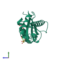 PDB entry 1cxu coloured by chain, side view.