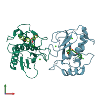 PDB entry 1cxv coloured by chain, front view.