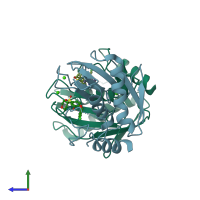 PDB entry 1cxv coloured by chain, side view.