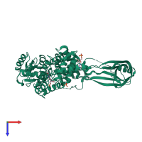 PDB entry 1cy2 coloured by chain, top view.