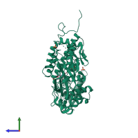PDB entry 1cy4 coloured by chain, side view.