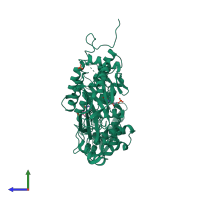 PDB entry 1cy8 coloured by chain, side view.