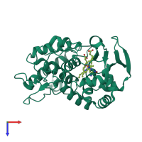 PDB entry 1cyf coloured by chain, top view.