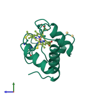PDB entry 1cyi coloured by chain, side view.