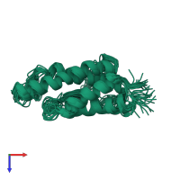 PDB entry 1cyl coloured by chain, ensemble of 20 models, top view.