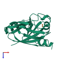 PDB entry 1cyx coloured by chain, top view.