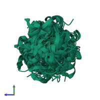 PDB entry 1cz2 coloured by chain, ensemble of 12 models, side view.
