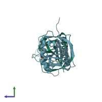 PDB entry 1cz3 coloured by chain, side view.