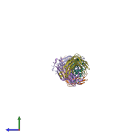 PDB entry 1cz8 coloured by chain, side view.