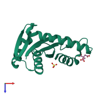 PDB entry 1cz9 coloured by chain, top view.