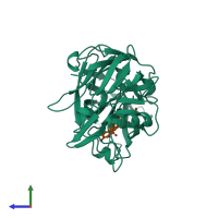 PDB entry 1czi coloured by chain, side view.