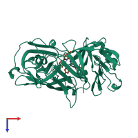 PDB entry 1czi coloured by chain, top view.