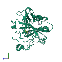 PDB entry 1czm coloured by chain, side view.