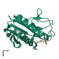 PDB entry 1czn coloured by chain, top view.