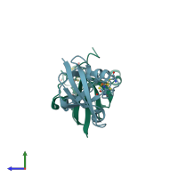 PDB entry 1czp coloured by chain, side view.