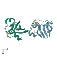 PDB entry 1czp coloured by chain, top view.