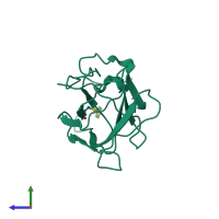 Monomeric assembly 1 of PDB entry 1czs coloured by chemically distinct molecules, side view.