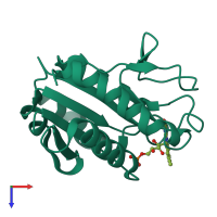 PDB entry 1czu coloured by chain, top view.