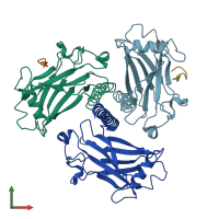 PDB entry 1czz coloured by chain, front view.