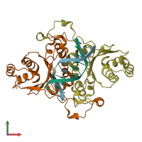 PDB entry 1d02 coloured by chain, front view.