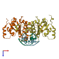 PDB entry 1d02 coloured by chain, top view.
