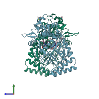 PDB entry 1d0c coloured by chain, side view.