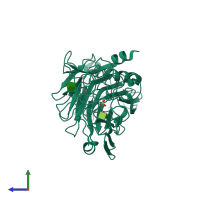 PDB entry 1d0h coloured by chain, side view.