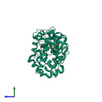 PDB entry 1d0l coloured by chain, side view.