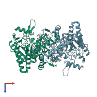 PDB entry 1d0o coloured by chain, top view.